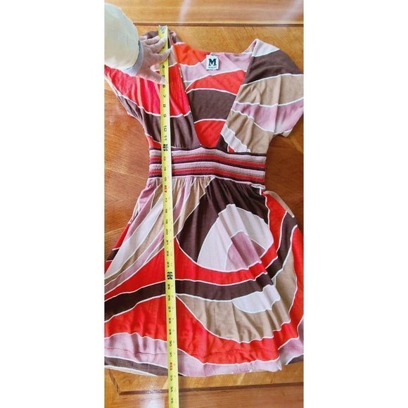 Missoni Women's Baby Doll Dress 4 Colorblock Stripes Orange Brown Mini - Picture 14 of 15